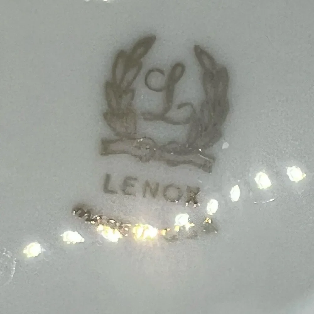 LENOX WEATHERLY China 6” Saucers Ivory with Silver Trim Set Of 2